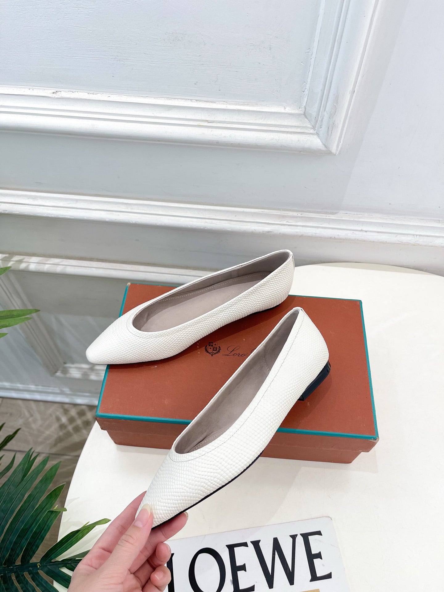 LP 26SS Ballet Flats White Snakeskin 587580