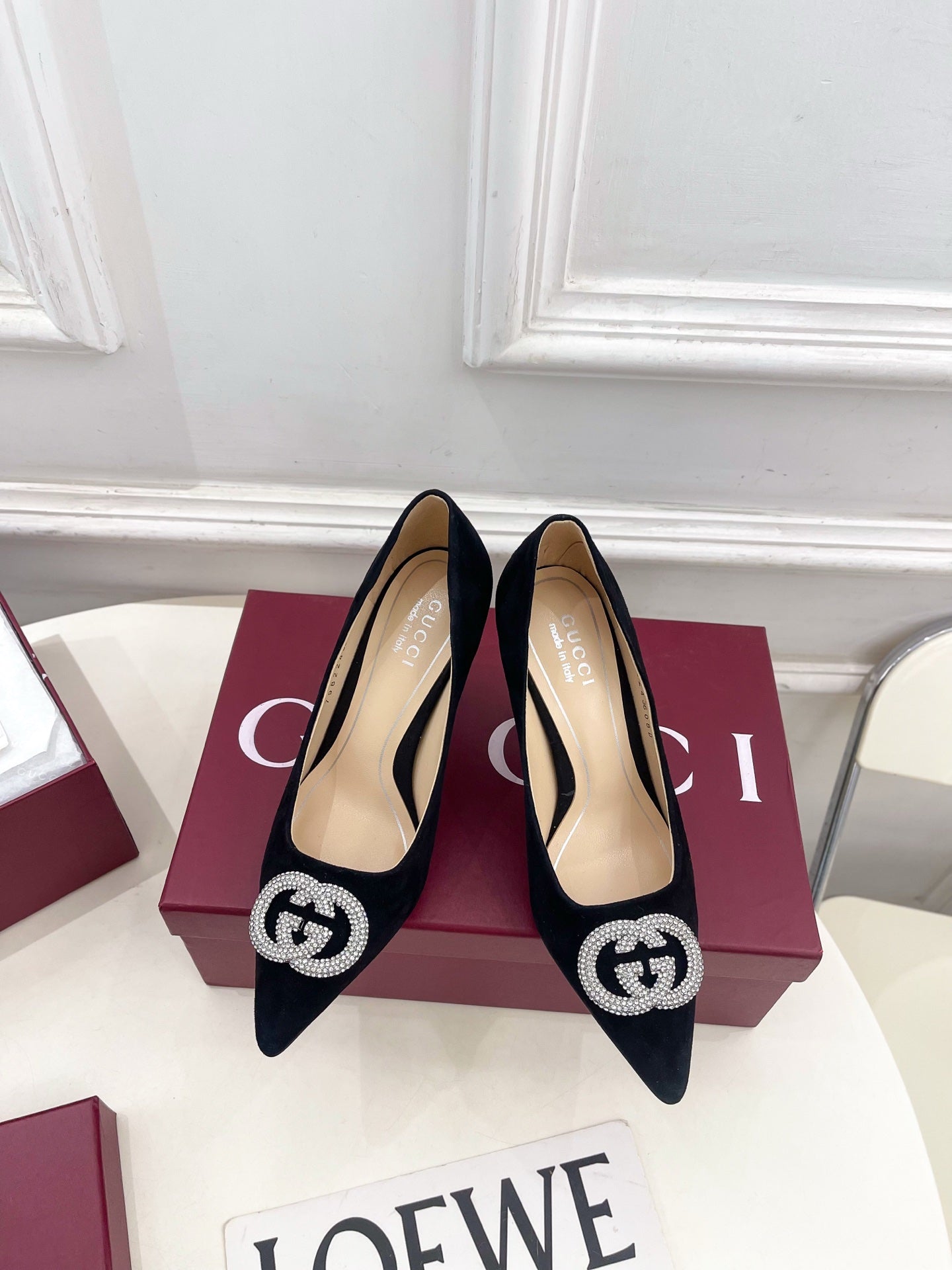 GG 26 High-Heeled 85 Pumps Black Suede 587074