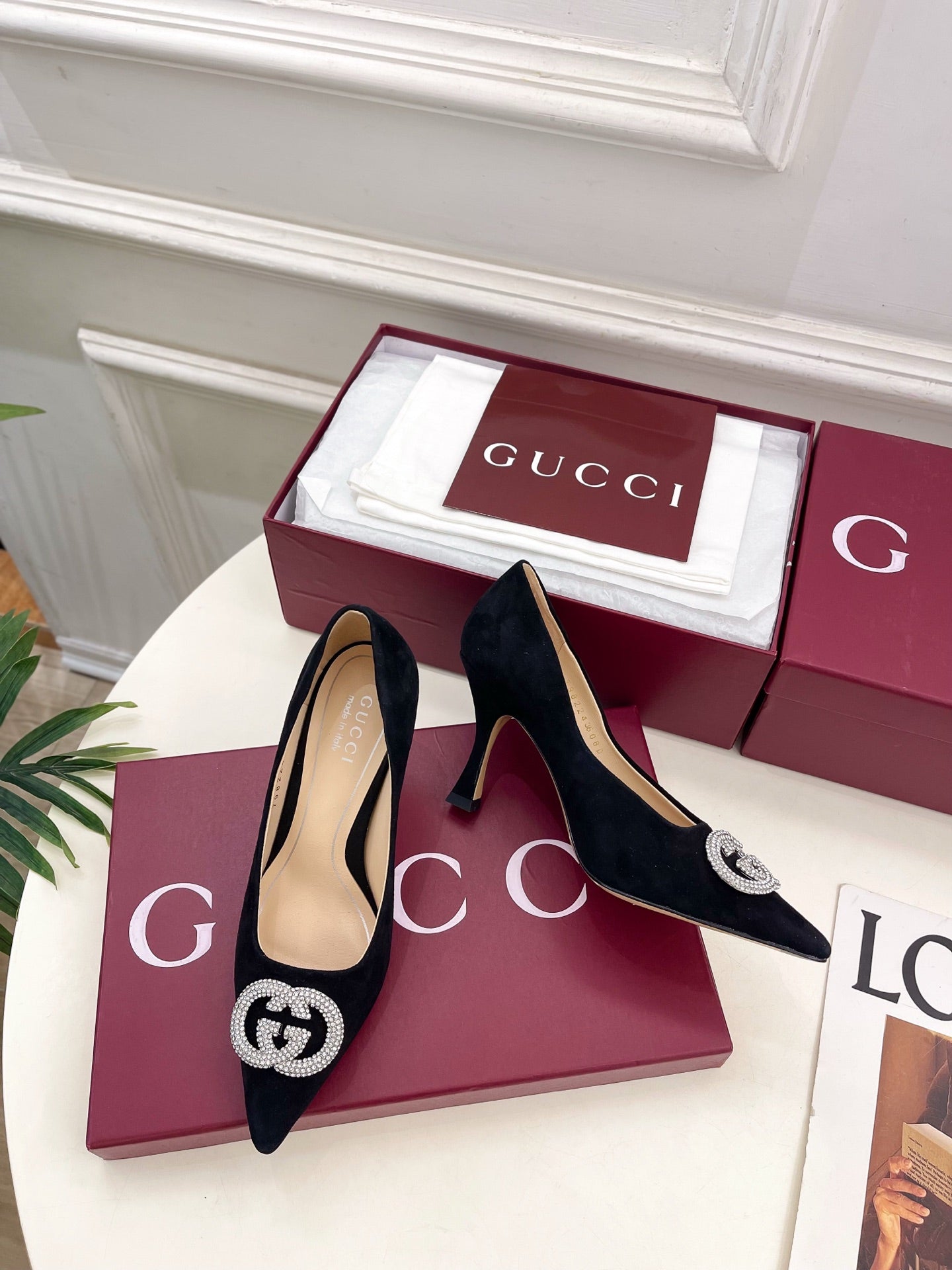 GG 26 High-Heeled 85 Pumps Black Suede 587074