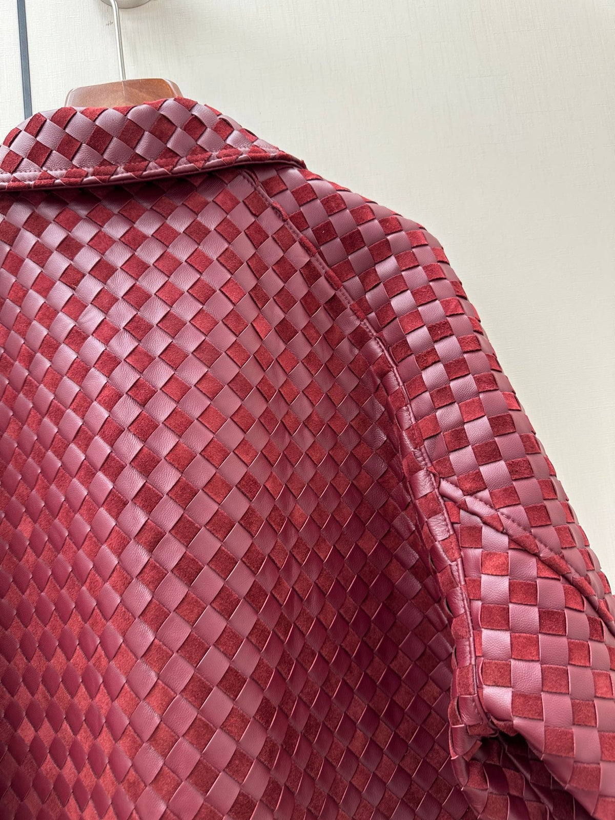 Bottega Veneta 2026 Long Coat Burgundy Suede Leather 435122
