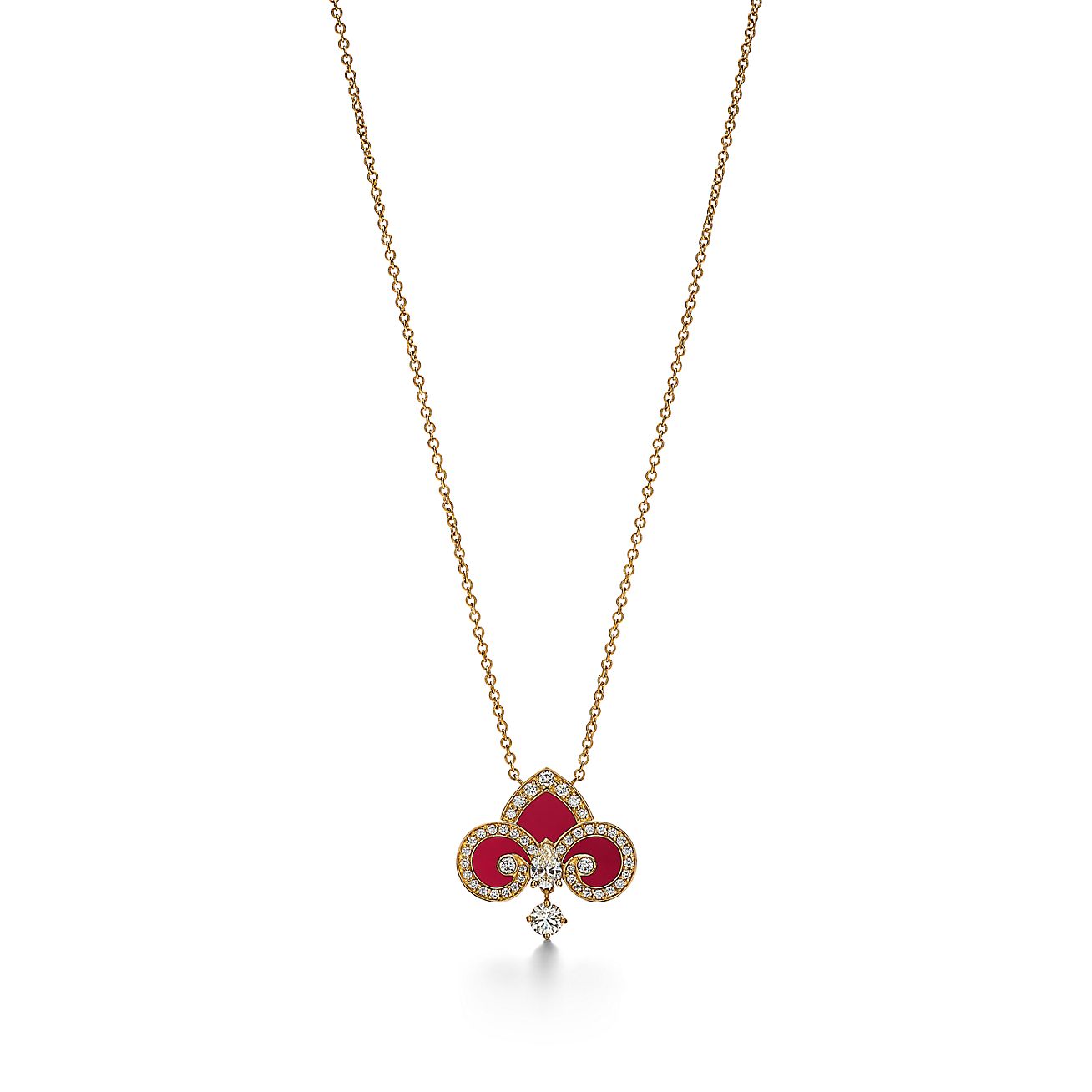 FLEUR DE LIS PINK GOLD DIAMOND NECKLACE