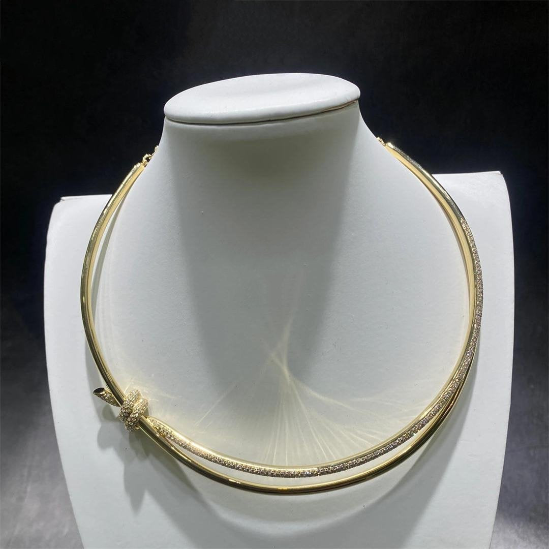 KNOT DOUBLE ROW NECKLACE IN YELLOW GOLD WITH DIAMONDS