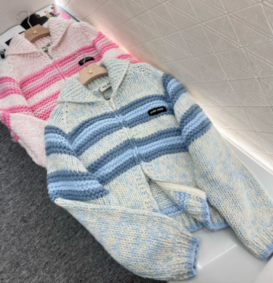 Miumiu 25 Lapel Zipper sweater Cardigan Wool
