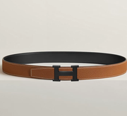 H belt buckle & Reversible leather strap 38mm Black Hardware