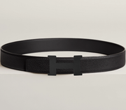 H belt buckle & Reversible leather strap 38mm Black Hardware