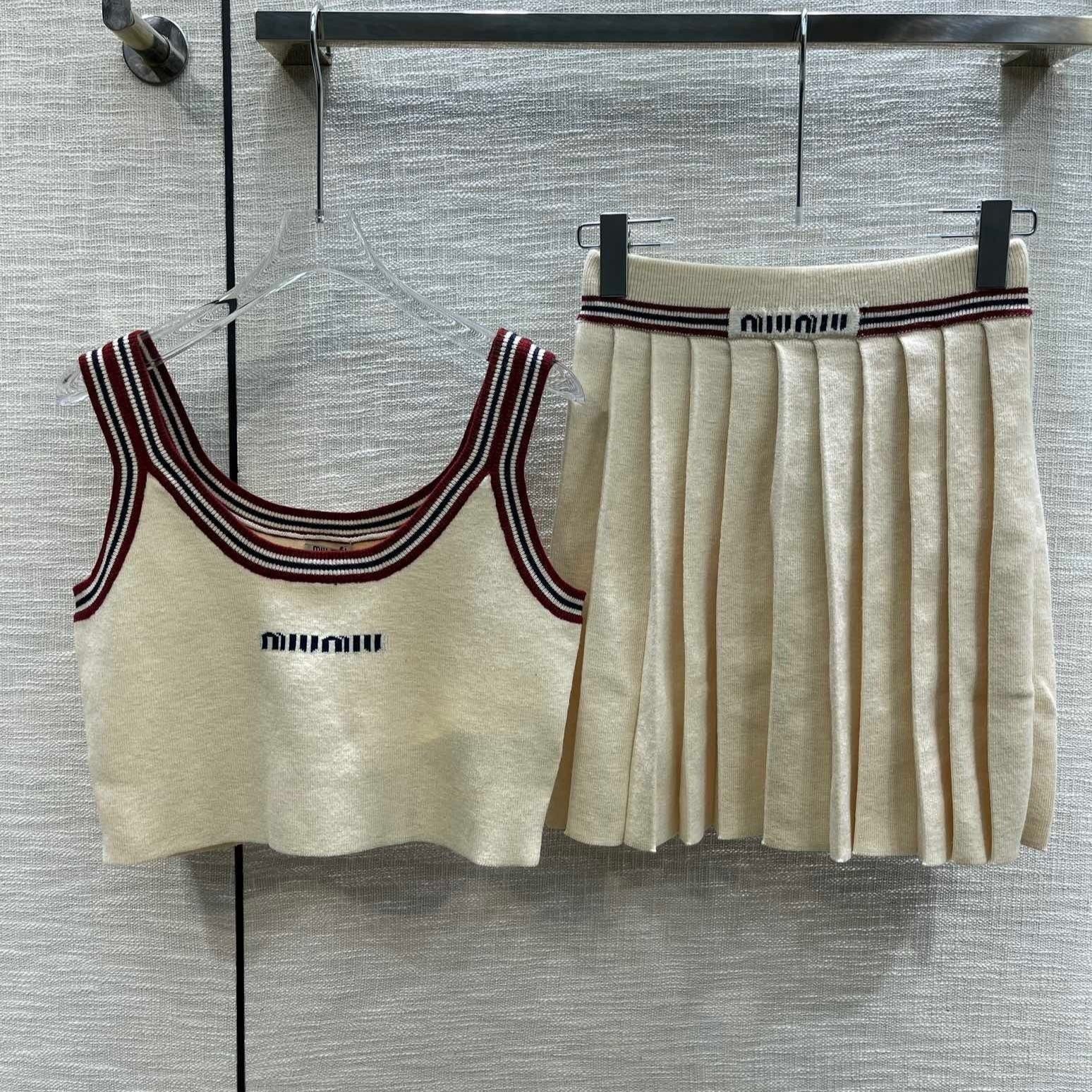 Miu Beige Tank Top and Skirt