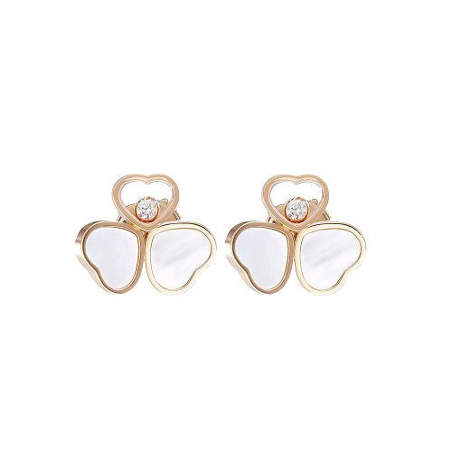 HAPPY HEART WING MOP PINK GOLD EARRINGS